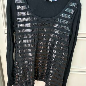 Truly Me Black Sequin Long Sleeve tunic Top size 8
